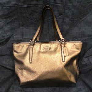 Coach Chicago Ellis Metallic Pebbled Leather Tote Bag 33961